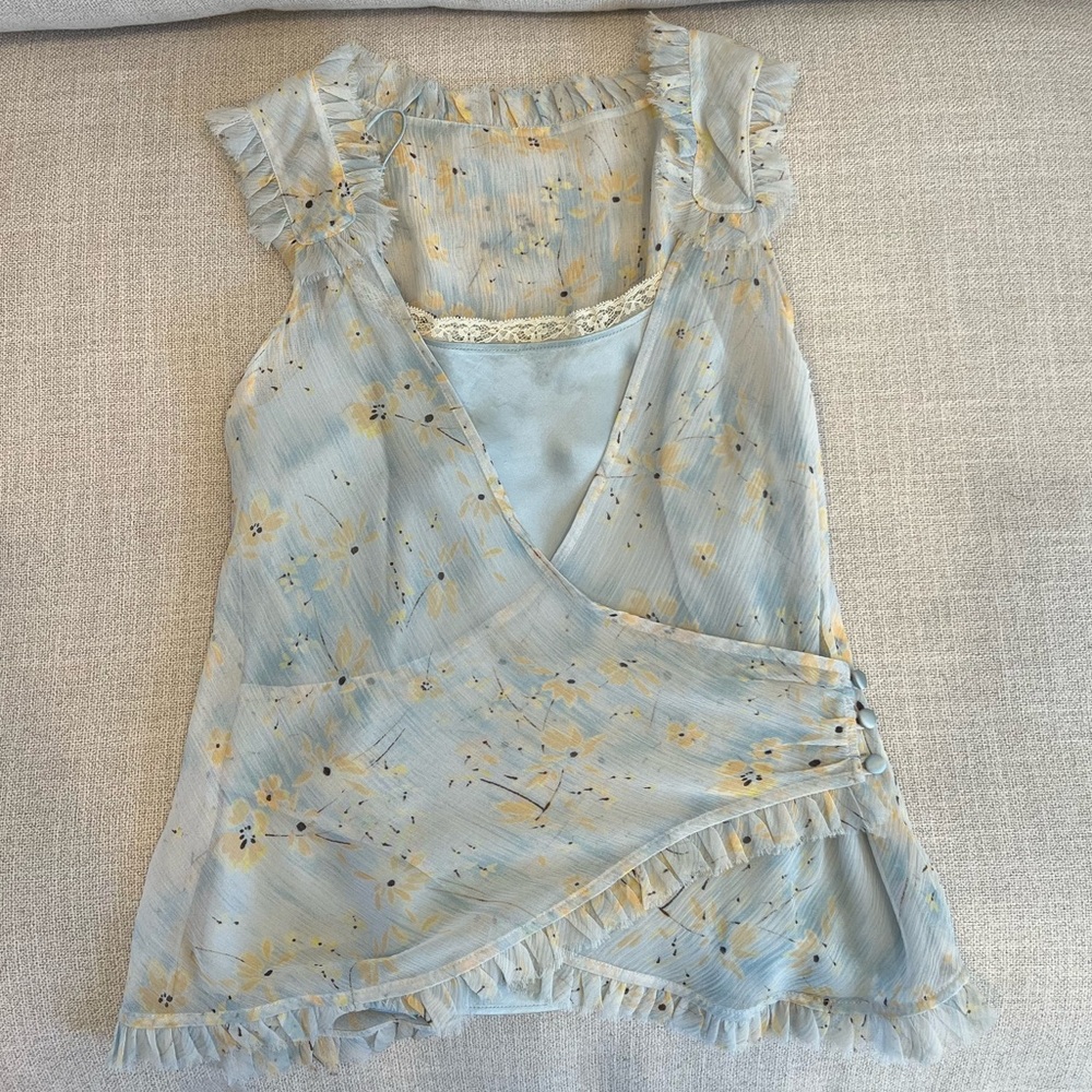 Banana Republic Blue Lace Trim Top